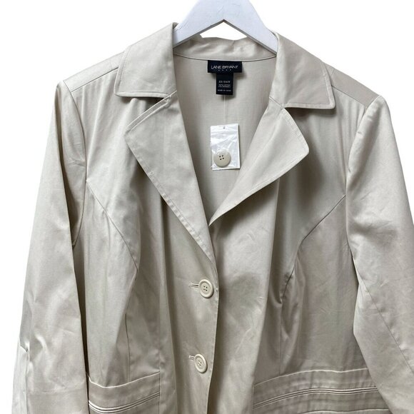 LANE BRYANT Blazer Plus Size 22/24W Khaki Tan Cotton Blend 3/4 Sleeve Jacket NWT - Picture 3 of 6